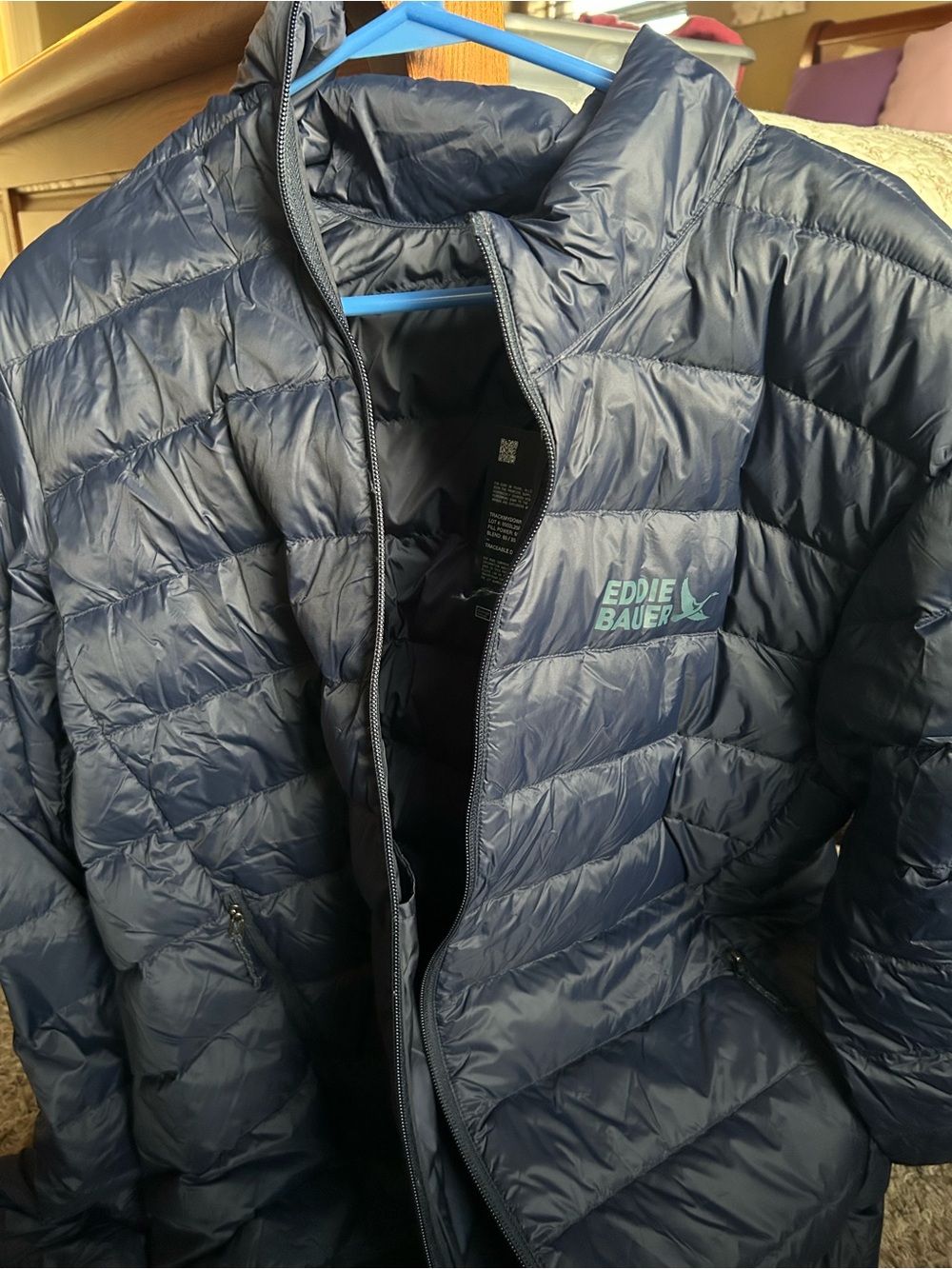 Eddie Bauer Men's Dark Navy Quilted Down Puffer Jacket